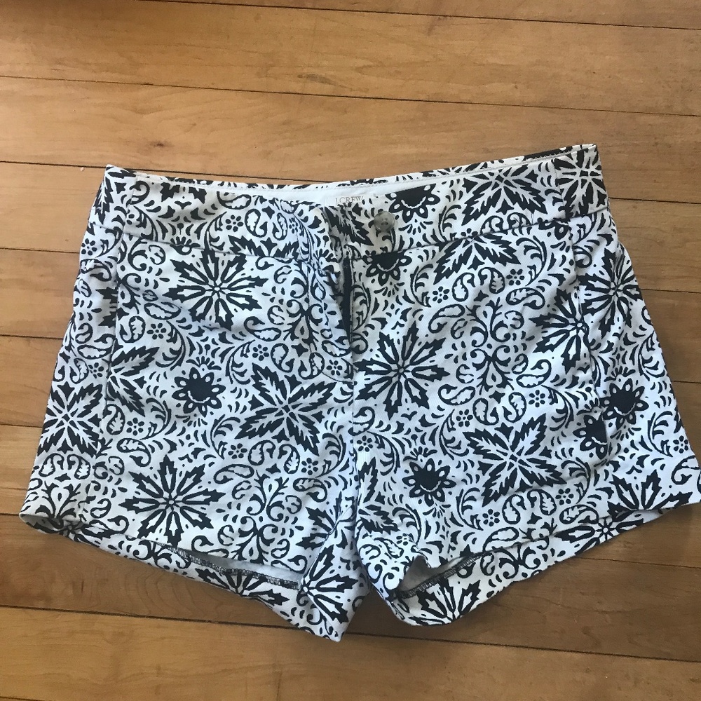 j crew black and white patterns cotton short